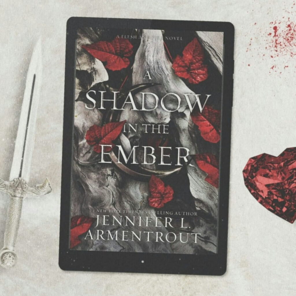 A Shadow in the Ember : couverture de l'ebook sur une tablette